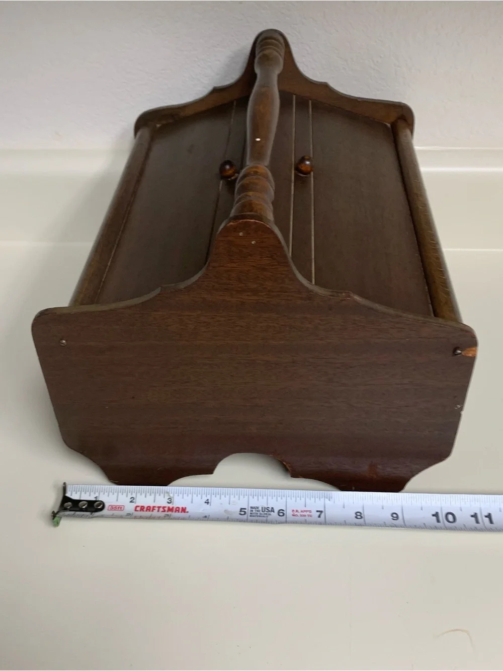 Vintage Wooden Sewing Box with Handle - Dark Brown